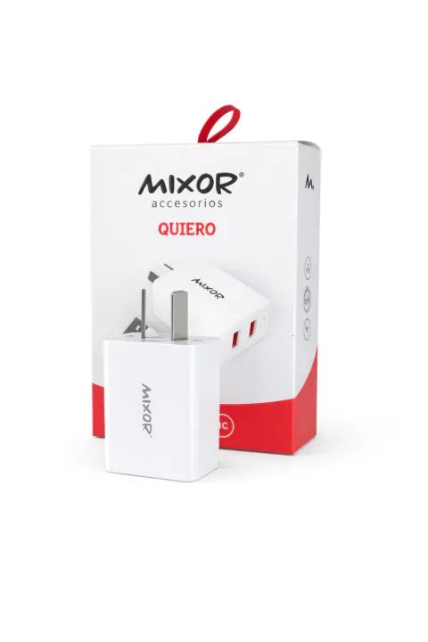 Cargador 220V MIXOR - 51A - 2 USB + Cable Tipo C - QUIERO *